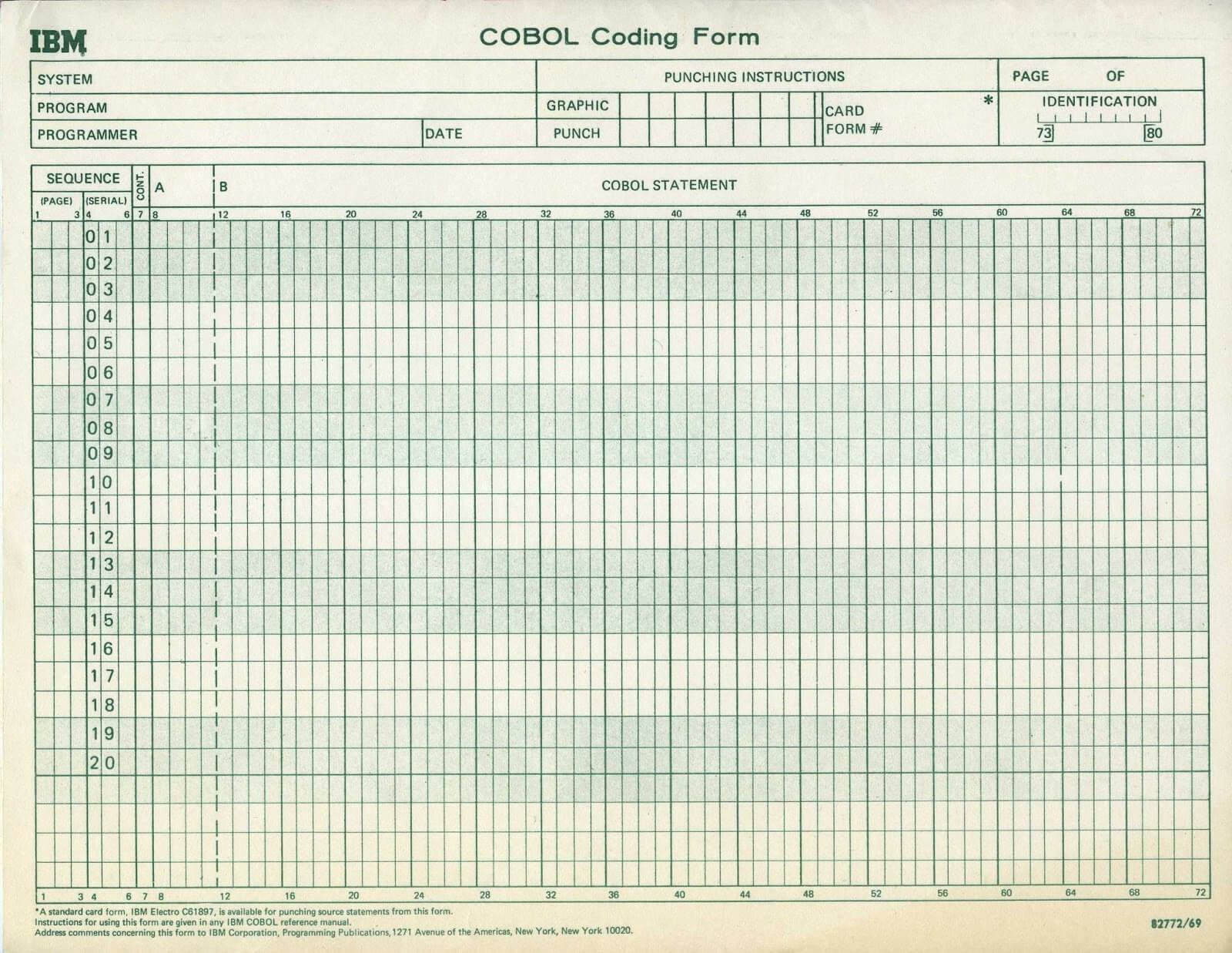 COBOL kartka